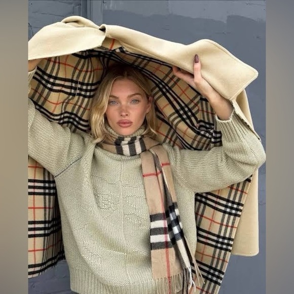 Steve Madden Accessories - Steve Madden Scarf Camel Plaid Muffler Fringe Tan Red 70" Made in Italy New $42